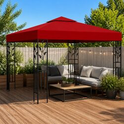 Gazebo 3x3m Outdoor Canopy Shade Structure Red Garden Patio Tent