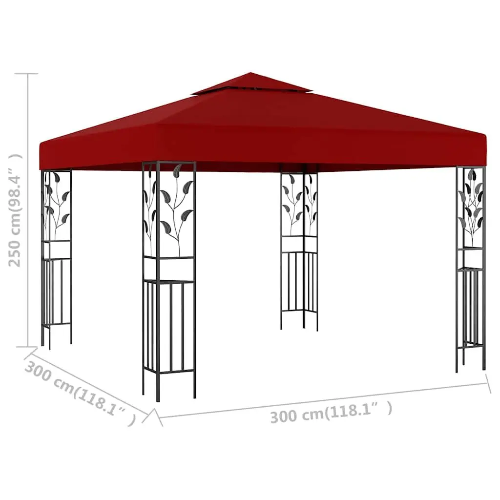 Gazebo Steel 3x3m Red Outdoor Canopy Shade Structure