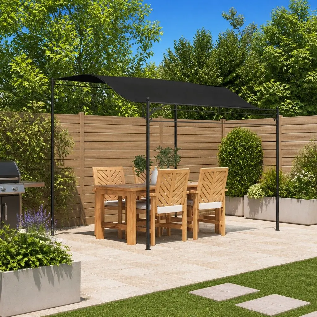 Sunshade Awning Outdoor Canopy Gazebo Steel Frame 3 x 2.4 m Anthracite