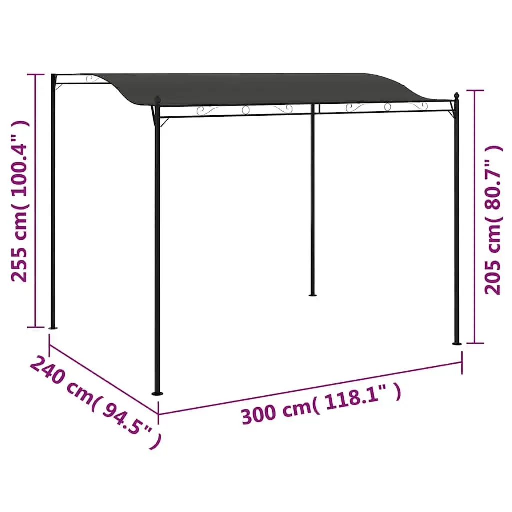 Sunshade Awning Outdoor Canopy Gazebo Steel Frame 3 x 2.4 m Anthracite