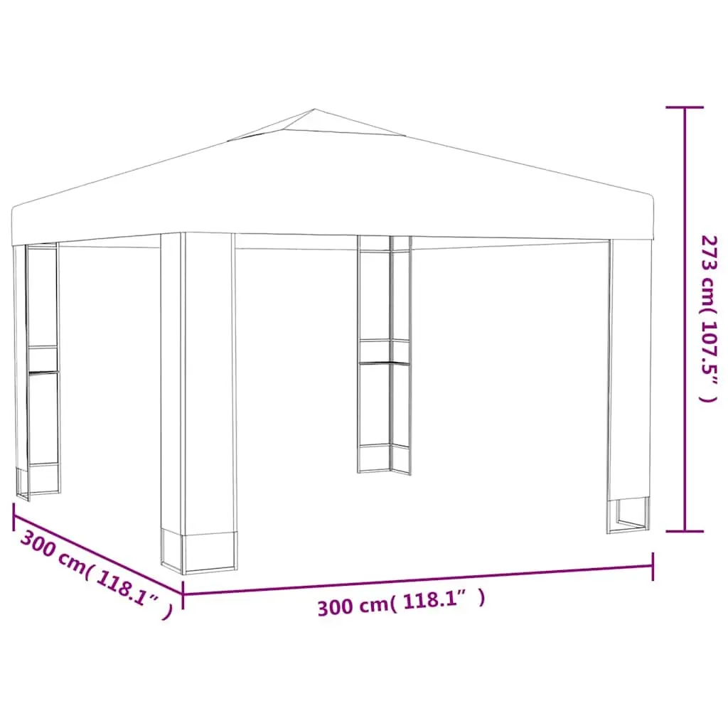 Outdoor Garden Canopy Shelter White Double Roof 3x3m Gazebo