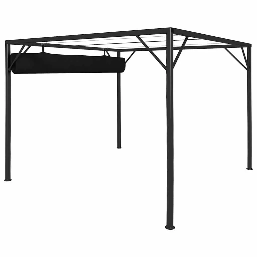 Garden Gazebo Powder-coated Metal 3x3m Anthracite Retractable Roof Canopy