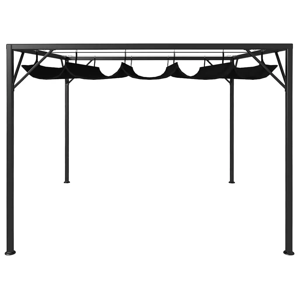 Garden Gazebo Powder-coated Metal 3x3m Anthracite Retractable Roof Canopy