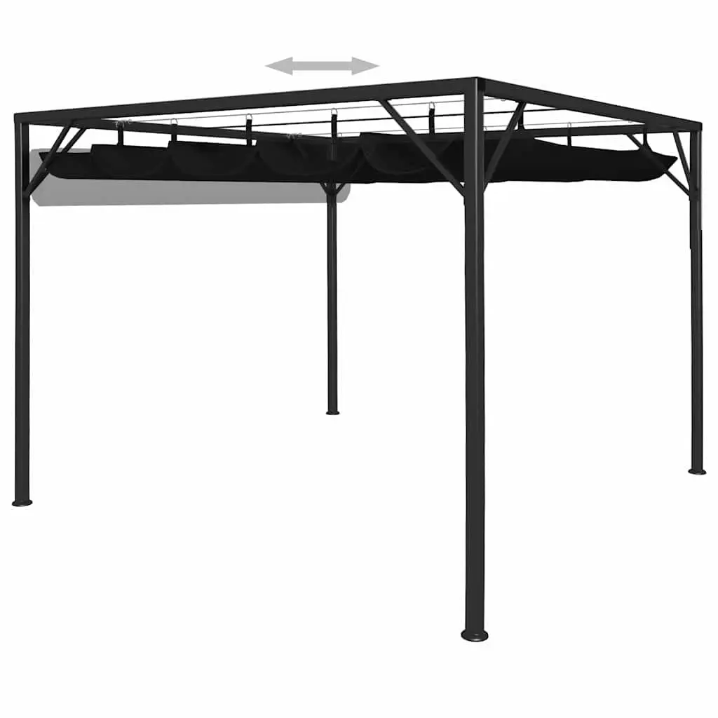 Garden Gazebo Powder-coated Metal 3x3m Anthracite Retractable Roof Canopy