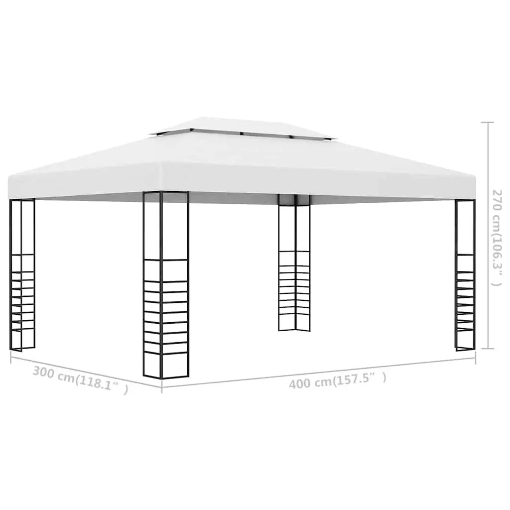 Garden Gazebo Outdoor Canopy 4x3x2.7m Powder-Coated Steel Marquee White