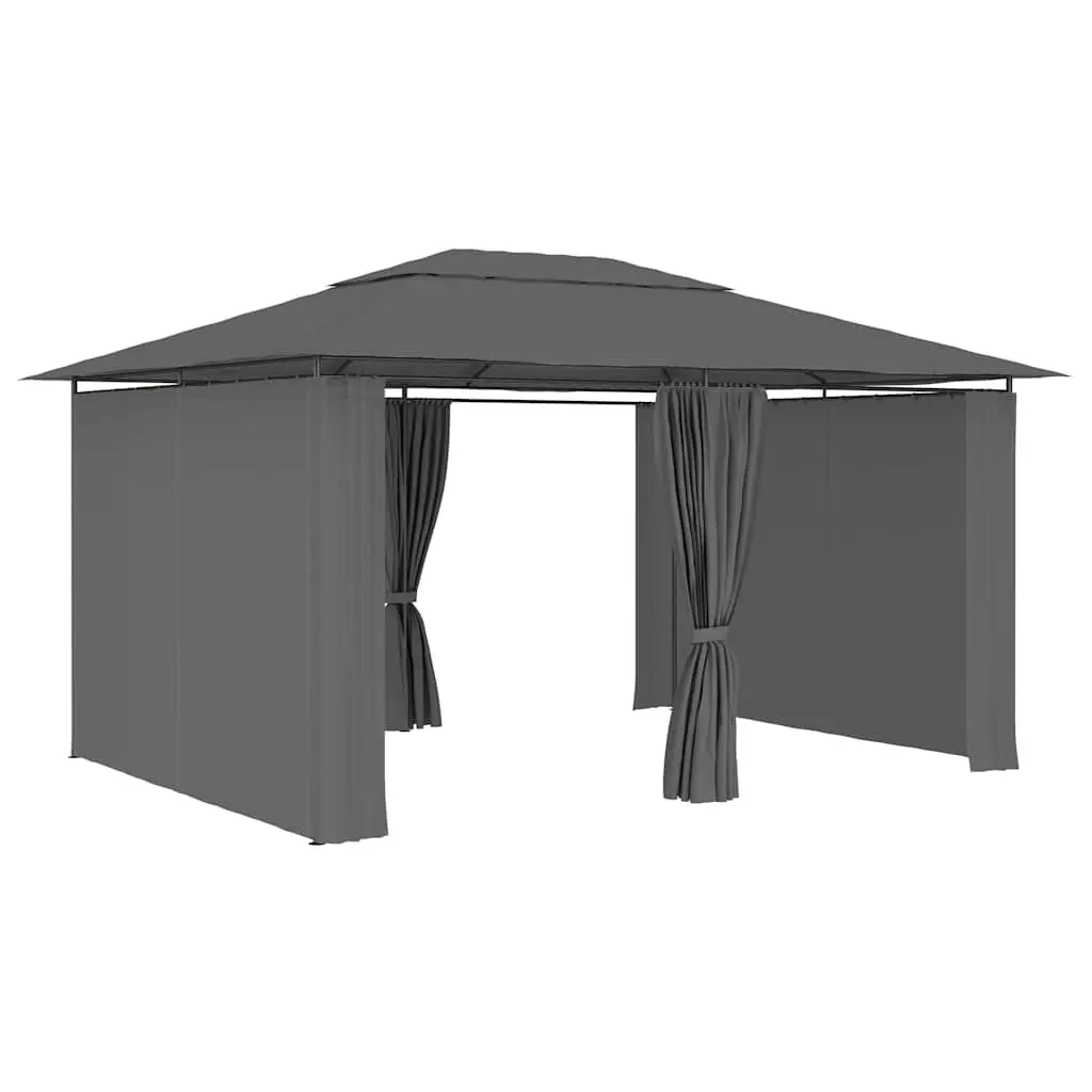 Garden Marquee Gazebo 4x3m Powder-coated Steel Anthracite Water-resistant Canopy with Curtains