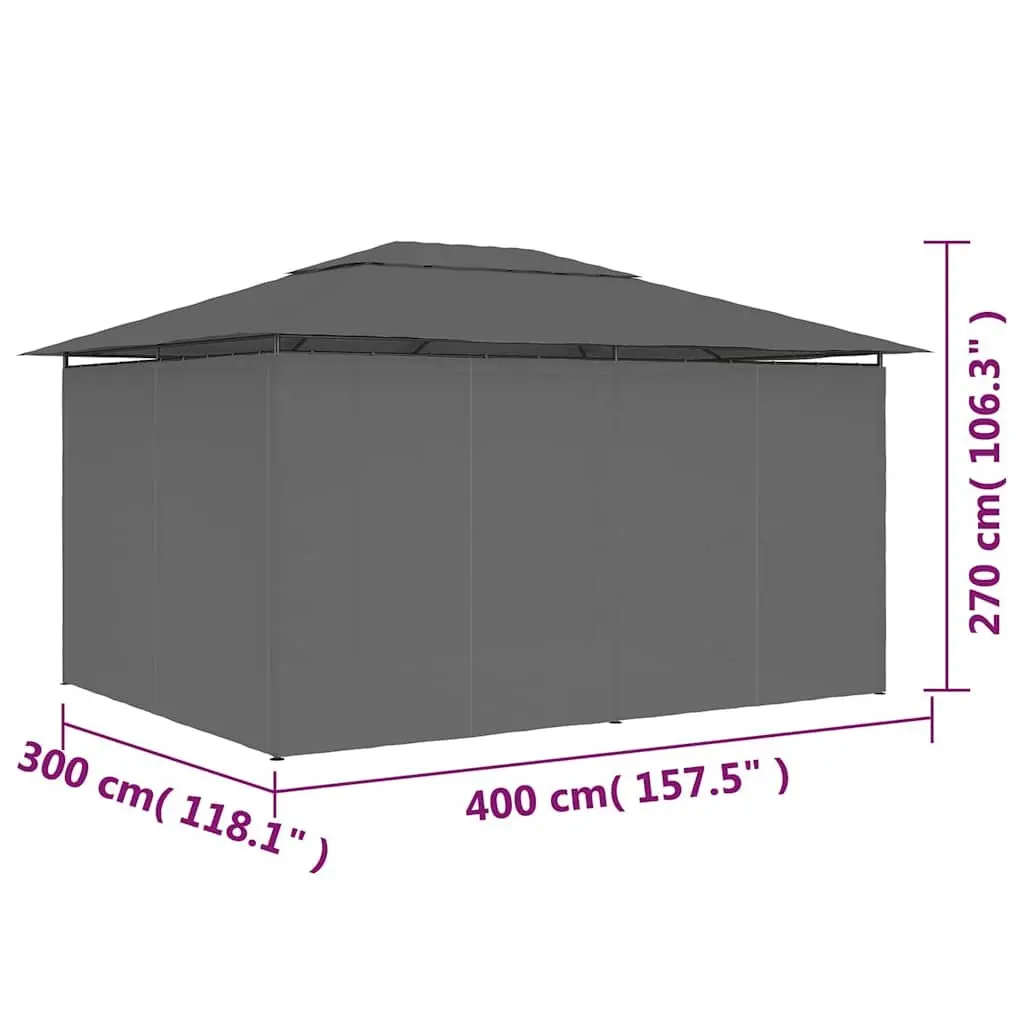 Garden Marquee Gazebo 4x3m Powder-coated Steel Anthracite Water-resistant Canopy with Curtains