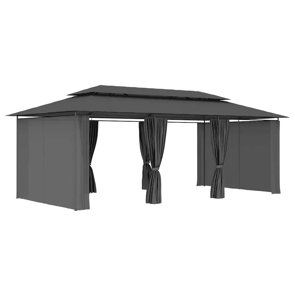 Gazebo Tubular Steel Frame Polyester Fabric 600 x 298 x 270 cm Anthracite