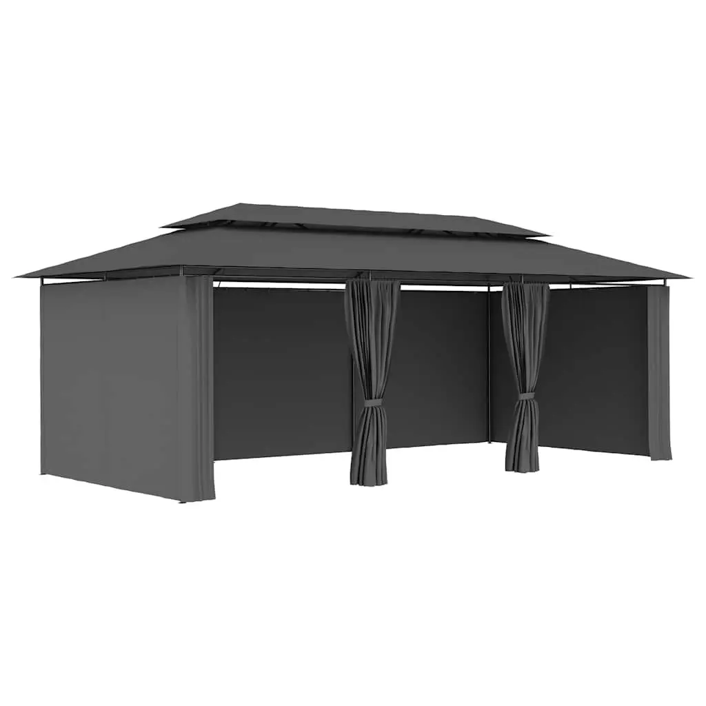 Gazebo Tubular Steel Frame Polyester Fabric 600 x 298 x 270 cm Anthracite