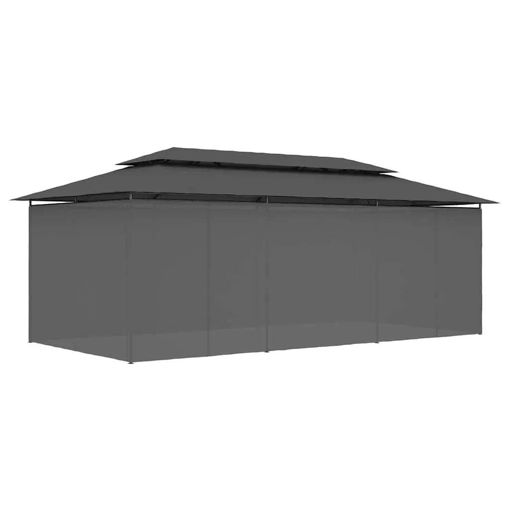 Gazebo Tubular Steel Frame Polyester Fabric 600 x 298 x 270 cm Anthracite