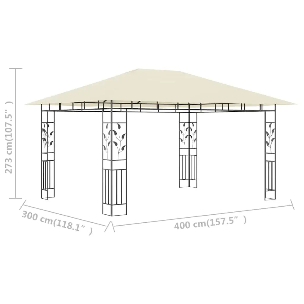 Garden Gazebo Metal Frame 4x3x2.73m Cream with Mosquito Net