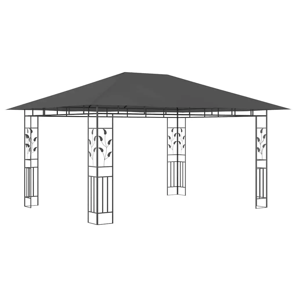 Garden Gazebo Metal Frame 4x3x2.73m Anthracite Canopy with Mosquito Net