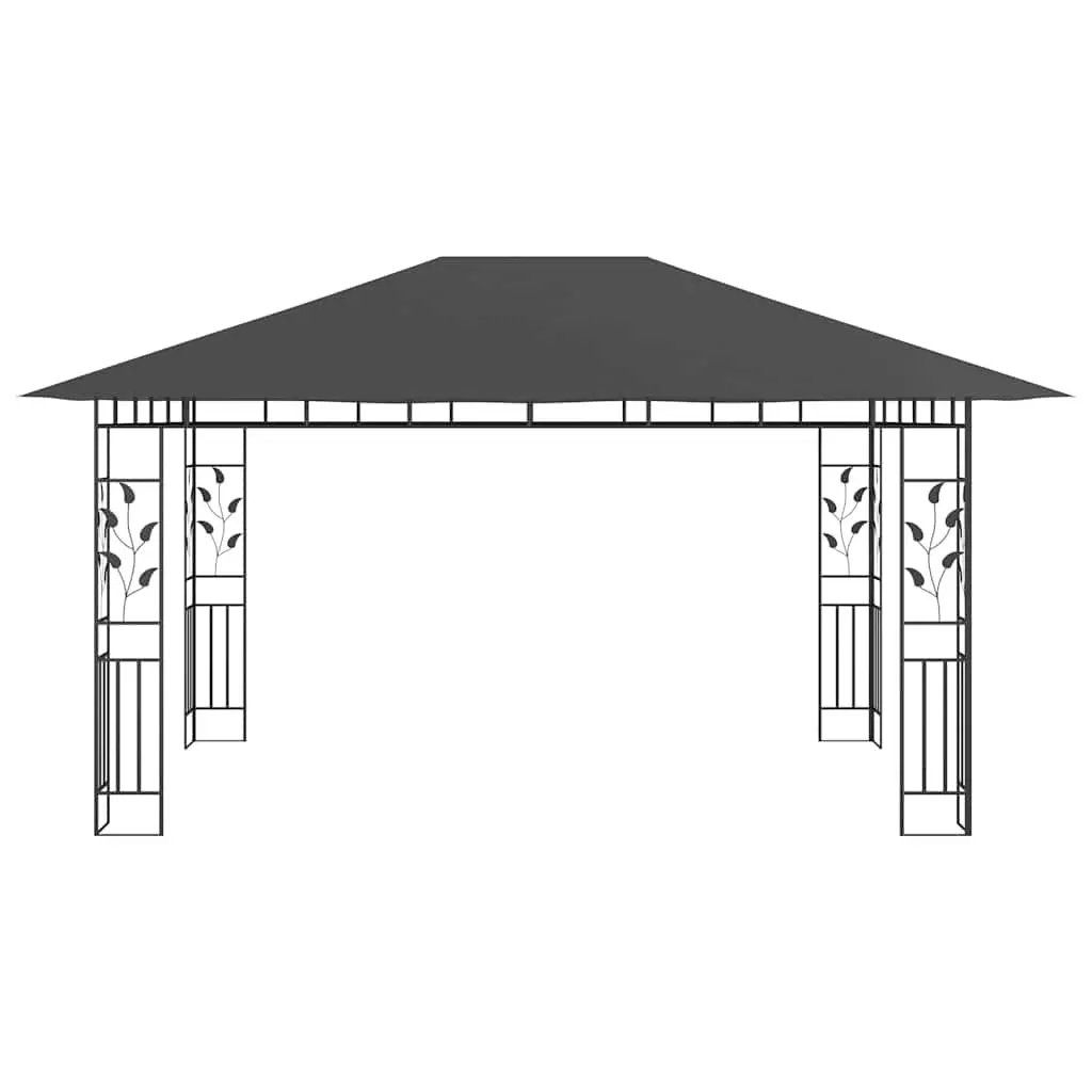 Garden Gazebo Metal Frame 4x3x2.73m Anthracite Canopy with Mosquito Net