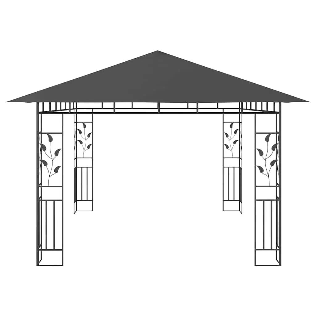 Garden Gazebo Metal Frame 4x3x2.73m Anthracite Canopy with Mosquito Net