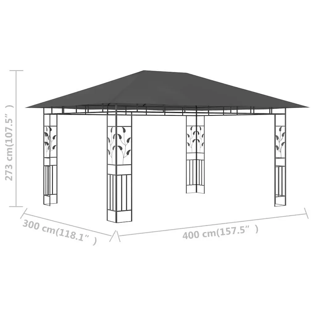Garden Gazebo Metal Frame 4x3x2.73m Anthracite Canopy with Mosquito Net