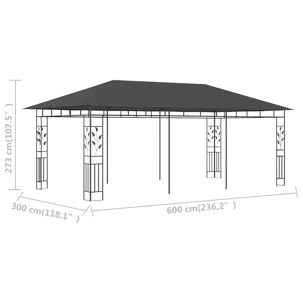 Outdoor Gazebo Canopy Metal Frame 6x3m Anthracite