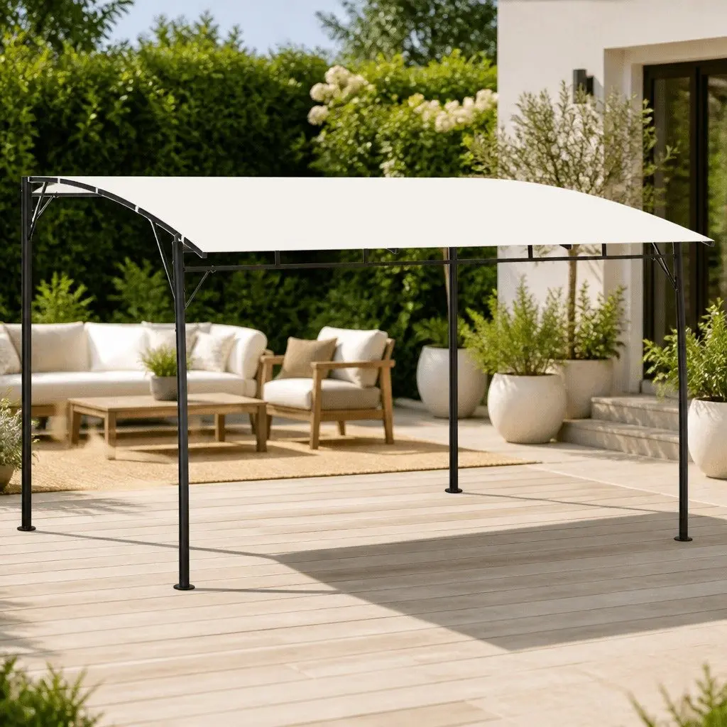 Garden Sunshade Awning Metal Frame 4x3x2.55m Cream