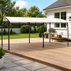 Practical 6x3m Cream Gazebo for Patios and Gardens
