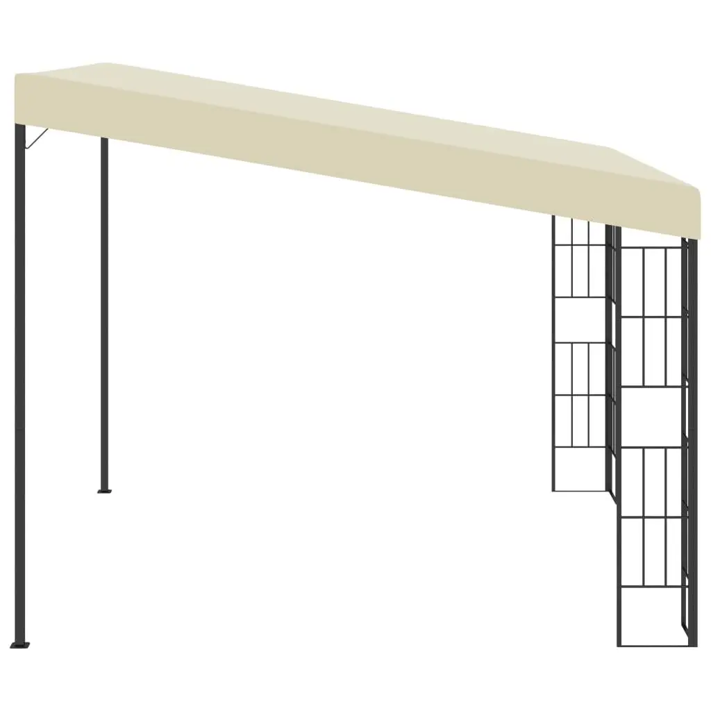 Wall-mounted Canopy Shade Structure Cream Powder-coated Steel 3x3m Outdoor Gazebo