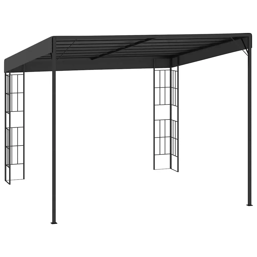 Wall-Mounted Gazebo Powder-Coated Steel 3x3m Anthracite Outdoor Sun Shelter