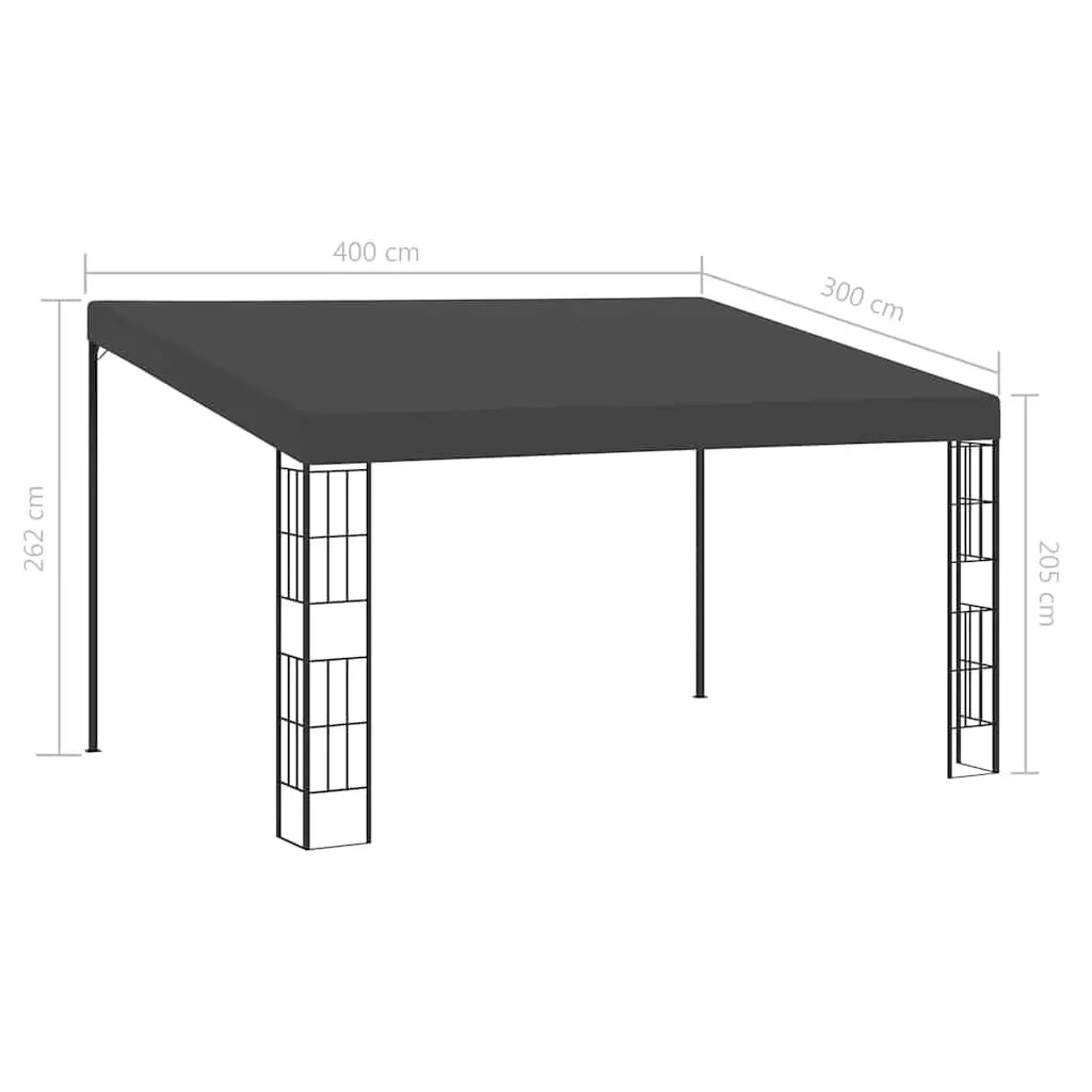 Wall-mounted Gazebo Powder-coated Steel 3x4 m Anthracite Retractable Patio Sun Shade Shelter