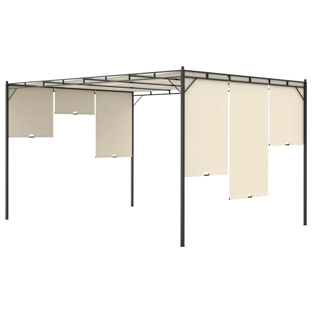 Garden Gazebo Powder-Coated Steel Frame 4x3x2.25m Cream