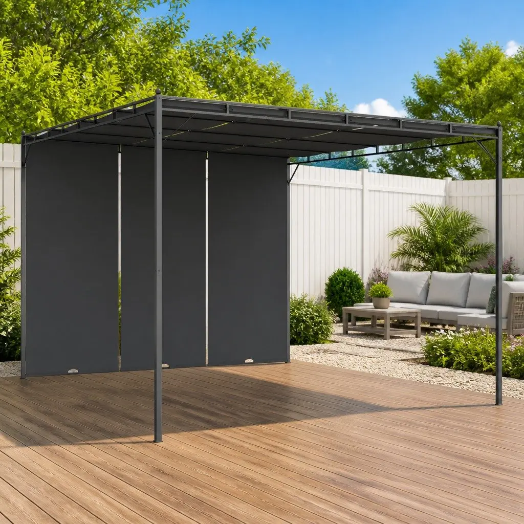 Garden Gazebo Powder-coated Steel 4x3m Anthracite Outdoor Canopy with Side Curtains