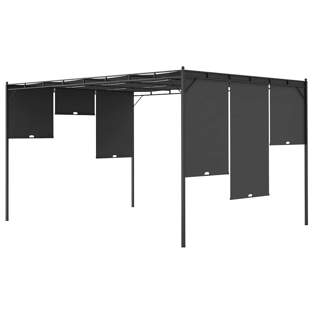 Garden Gazebo Powder-coated Steel 4x3m Anthracite Outdoor Canopy with Side Curtains