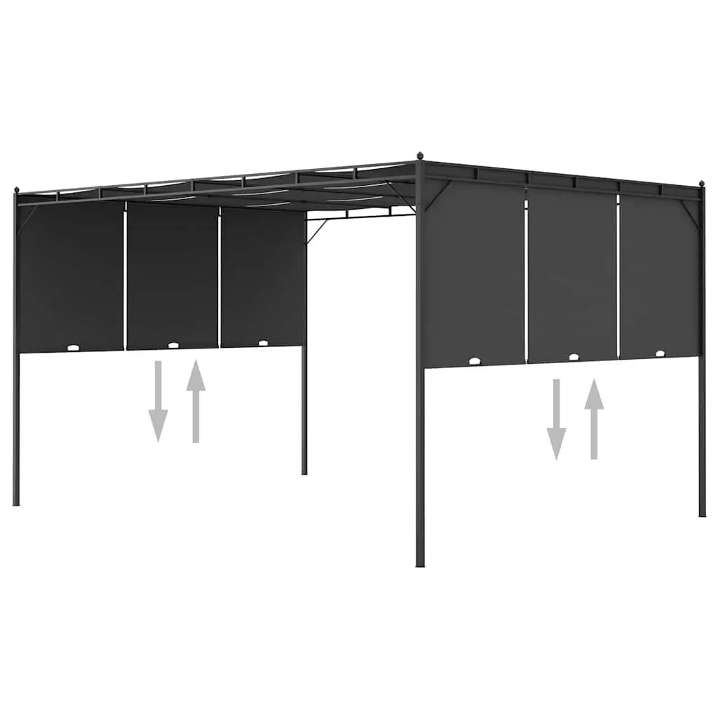 Garden Gazebo Powder-coated Steel 4x3m Anthracite Outdoor Canopy with Side Curtains