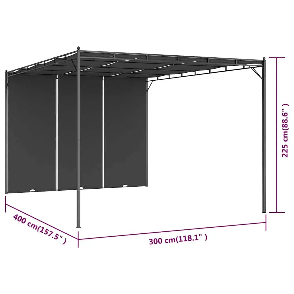 Garden Gazebo Powder-coated Steel 4x3m Anthracite Outdoor Canopy with Side Curtains