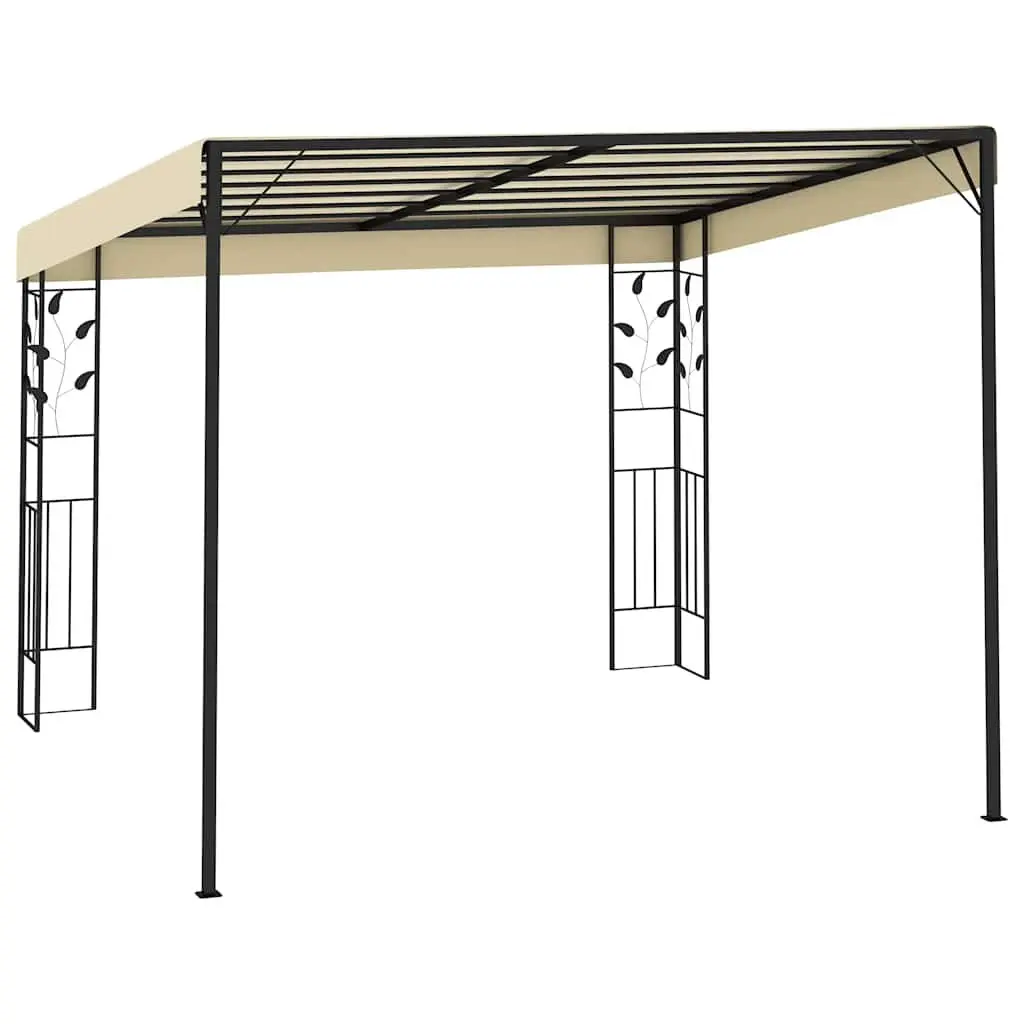 Wall Mounted Gazebo Polyester Garden Canopy 3x3x2.5m Cream Outdoor Shade Structure