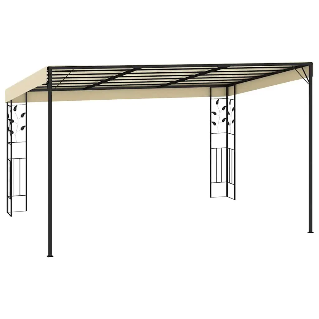 Wall-mounted Gazebo Polyester 4x3x2.5m Outdoor Garden Canopy Shade Structure Cream