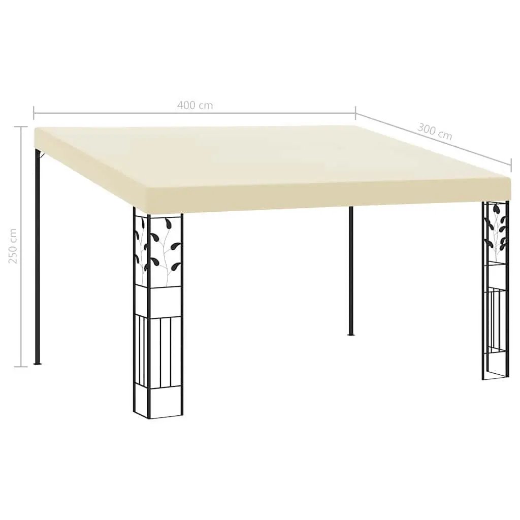 Wall-mounted Gazebo Polyester 4x3x2.5m Outdoor Garden Canopy Shade Structure Cream