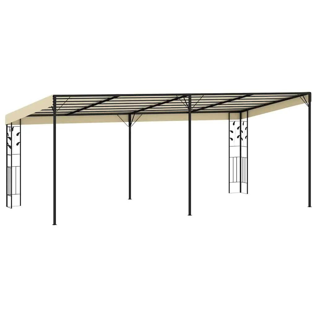 Wall-mounted Gazebo Polyester-coated 6x3x2.5m Outdoor Garden Shade Structure Cream
