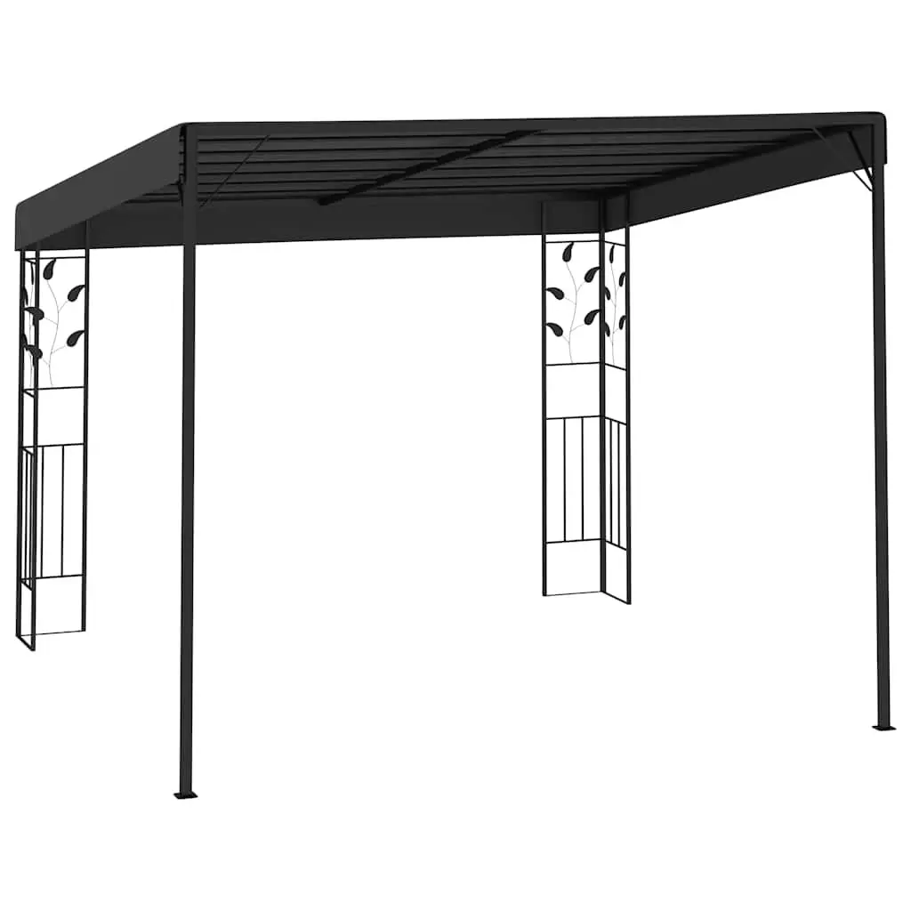 Wall-Mounted Gazebo Polyester Coating 3x3x2.5m Anthracite Outdoor Garden Canopy