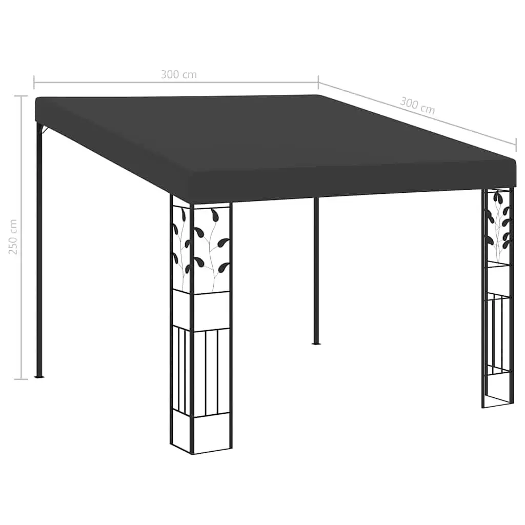 Wall-Mounted Gazebo Polyester Coating 3x3x2.5m Anthracite Outdoor Garden Canopy