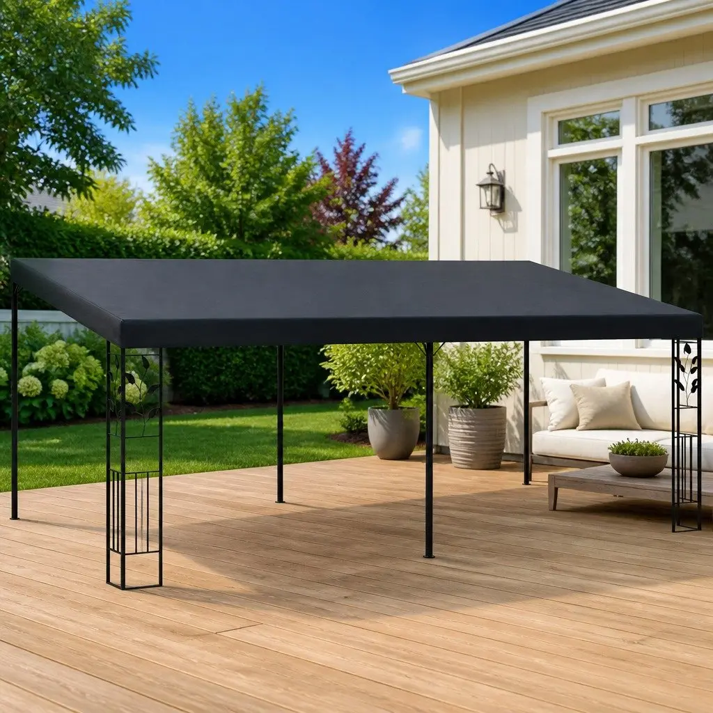 Wall-mounted Gazebo Polyester Coated 6x3x2.5m Anthracite Outdoor Garden Canopy