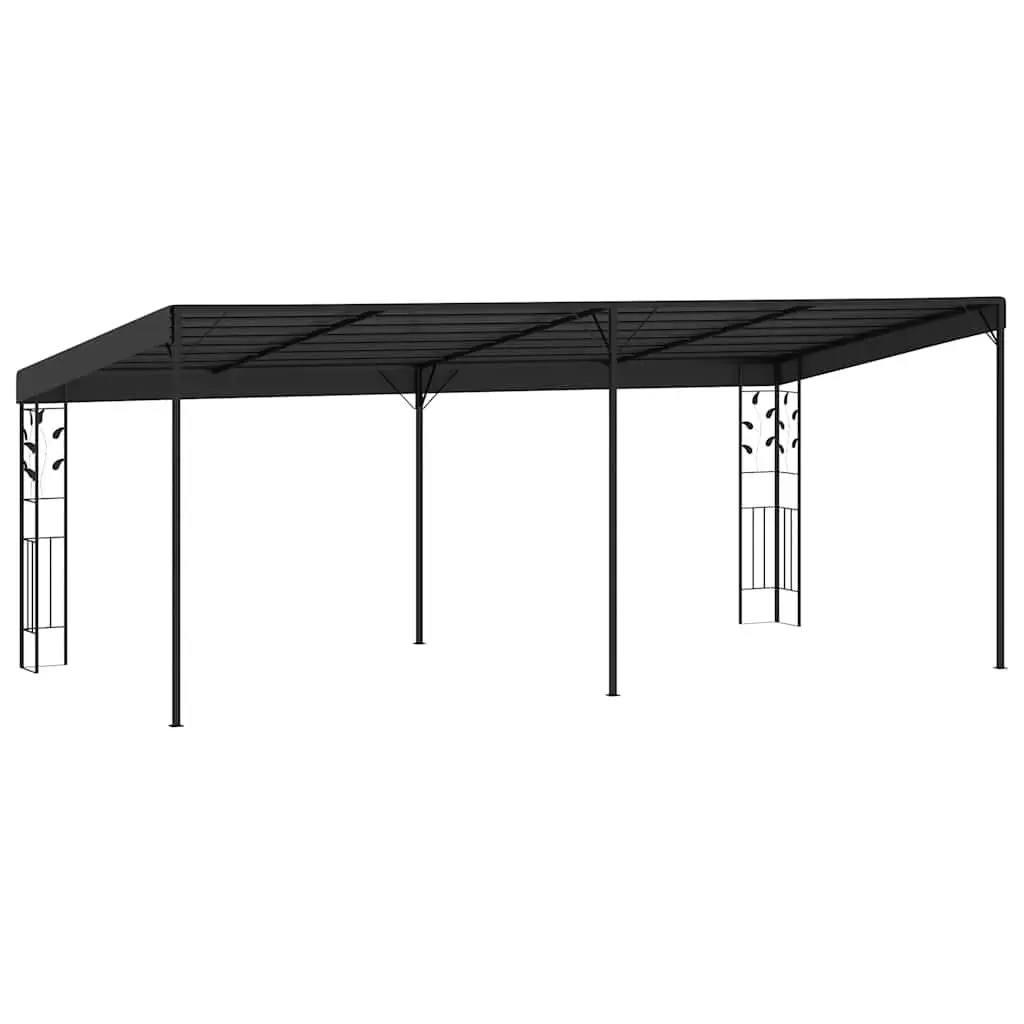 Wall-mounted Gazebo Polyester Coated 6x3x2.5m Anthracite Outdoor Garden Canopy