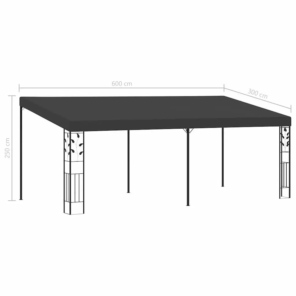 Wall-mounted Gazebo Polyester Coated 6x3x2.5m Anthracite Outdoor Garden Canopy