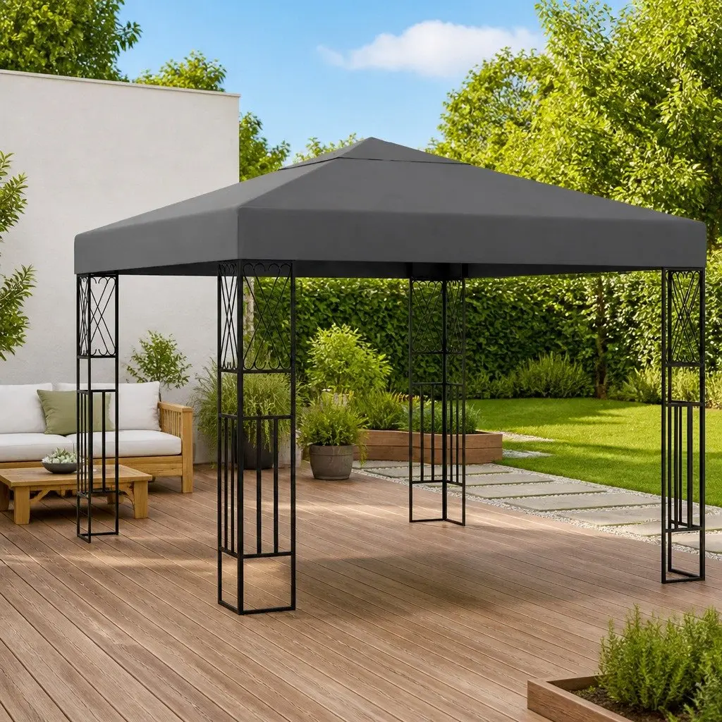 Gazebo 3x3 m Outdoor Canopy Steel Frame Vented Shade Garden Patio Shelter