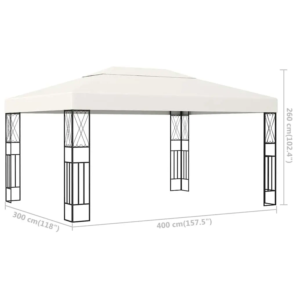 Gazebo Steel Frame 3x4 m Cream Vented Roof Outdoor Canopy Garden Shelter Patio