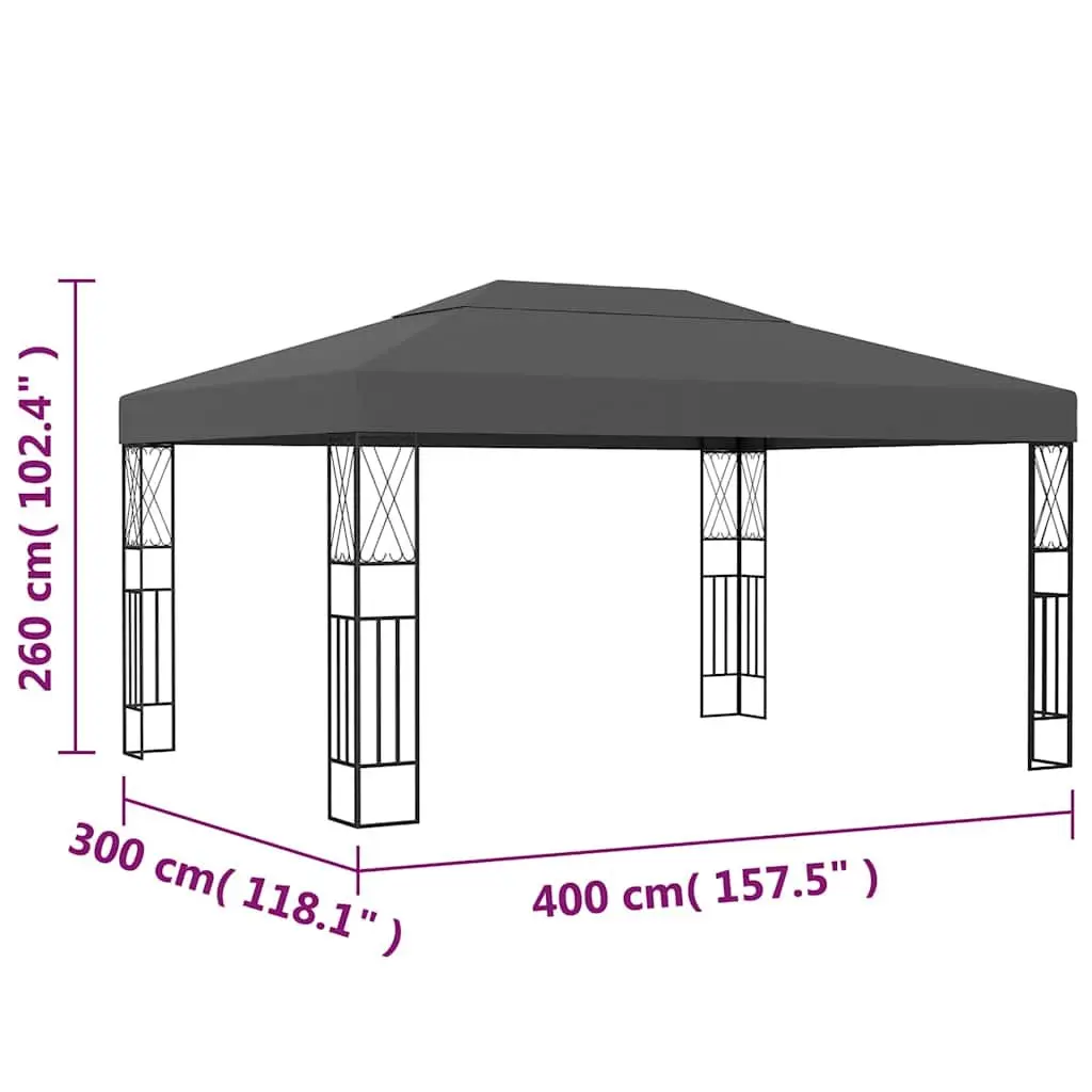 Gazebo Steel Frame 3x4 m Anthracite Polyester Canopy Outdoor Shade Shelter