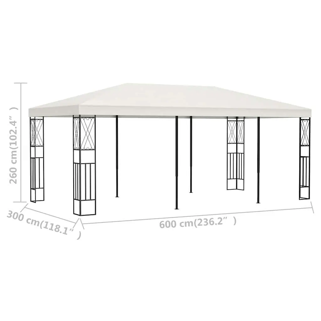 Gazebo Steel Frame 3x6 m Cream Polyester Roof Outdoor Canopy Garden Shade