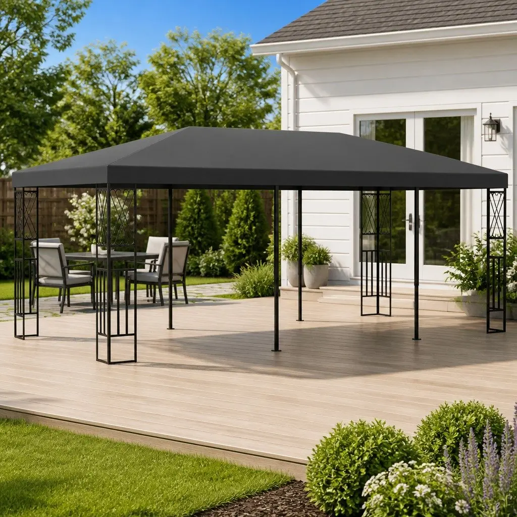 Gazebo Steel Frame 3x6 m Polyester Roof Anthracite