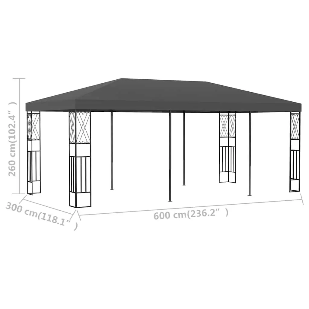 Gazebo Steel Frame 3x6 m Polyester Roof Anthracite