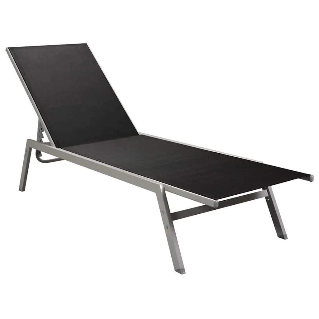Outdoor Daybed Sun Lounger Steel Frame Textilene Black Garden Furniture