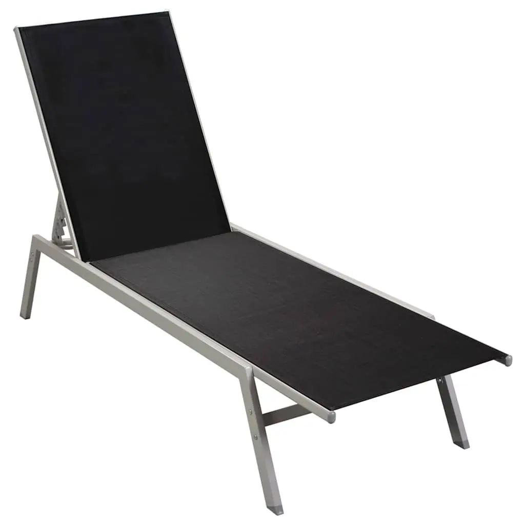 Outdoor Daybed Sun Lounger Steel Frame Textilene Black Garden Furniture