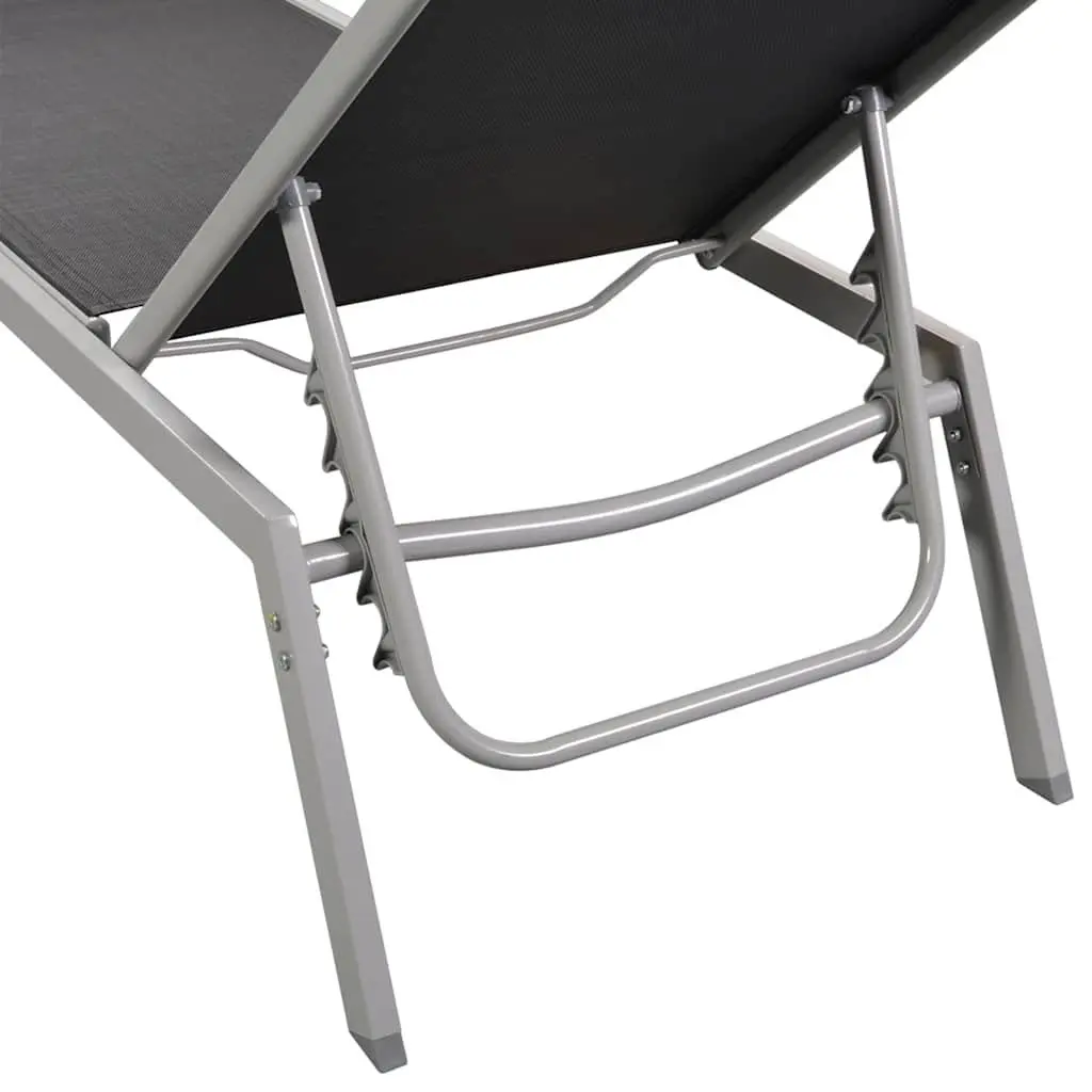 Outdoor Daybed Sun Lounger Steel Frame Textilene Black Garden Furniture