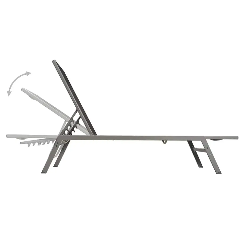 Sun Loungers Set Steel Frame Textilene Black 2 Piece with Table