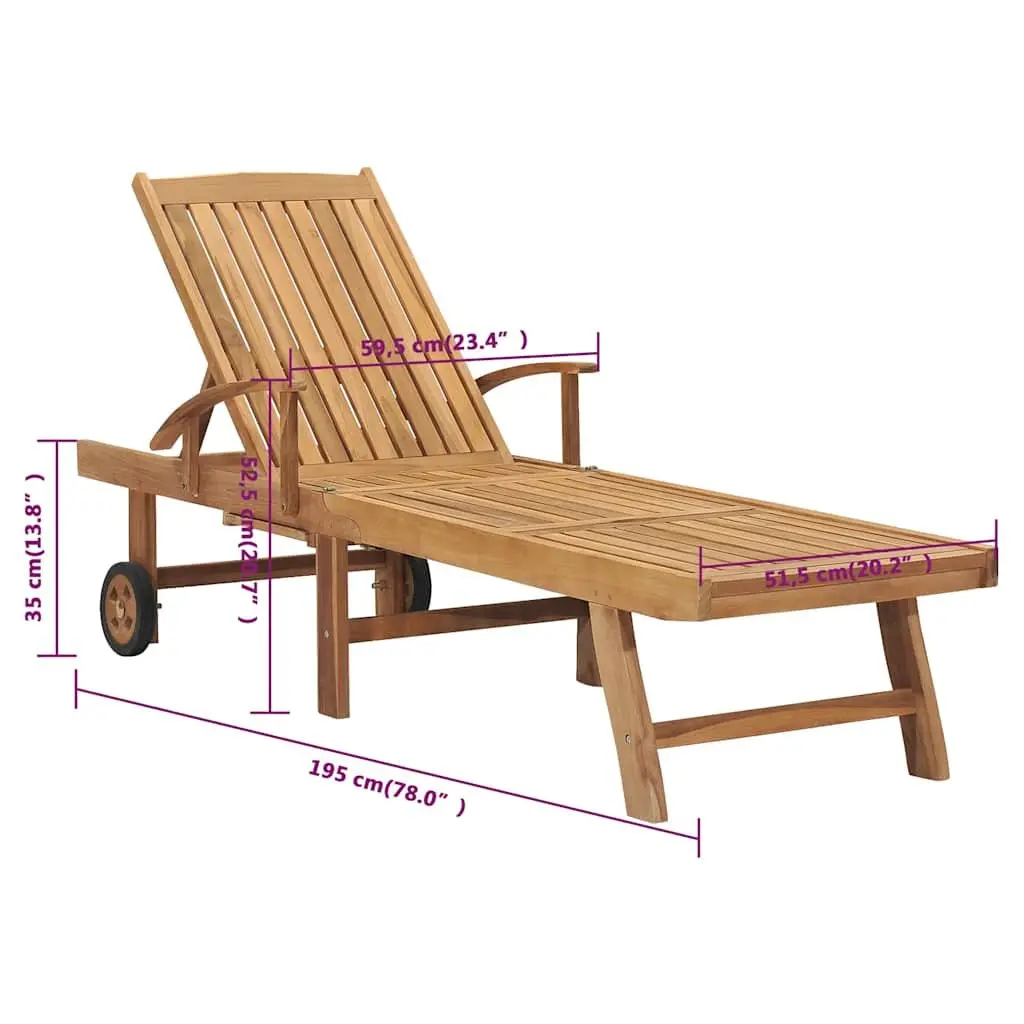 Sun Lounger with Table Adjustable Backrest Wheels Outdoor Garden Furniture Brown
